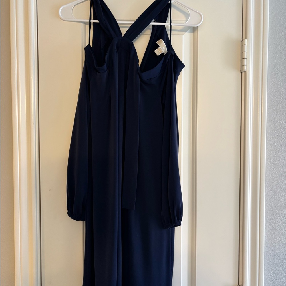 Michael Kors Navy Cold-Shoulder Maxi Dress